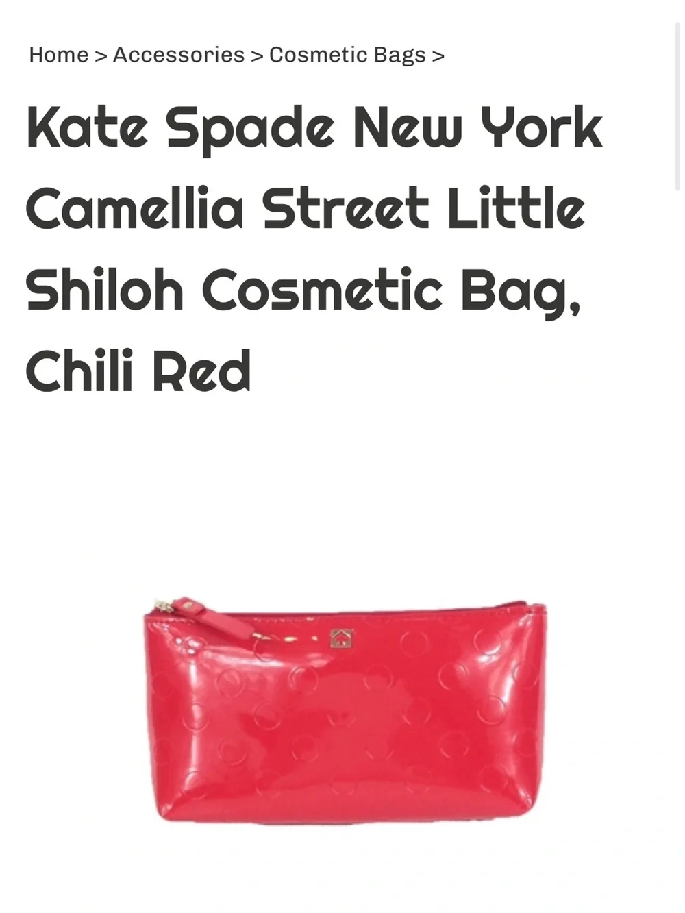 Kate Spade Camellia street little Shiloh cosmetic bag chilli red polka dot
